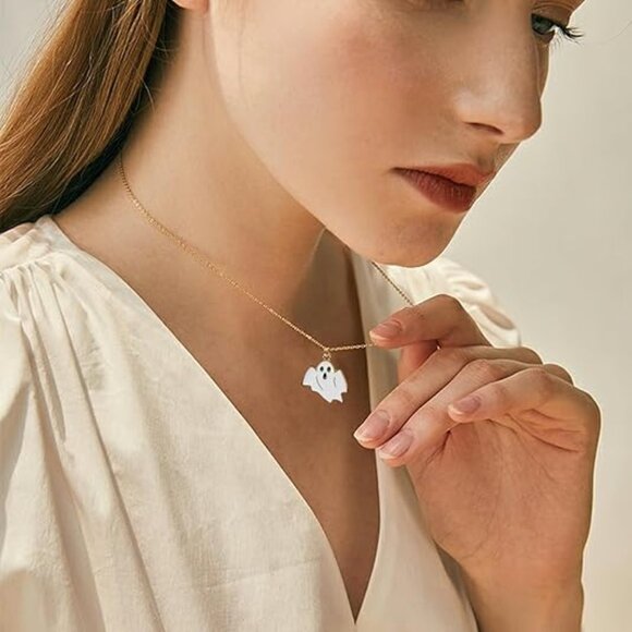 Neiman Marcus 14K Gold Plated Ghost Halloween Necklace - Picture 2 of 5